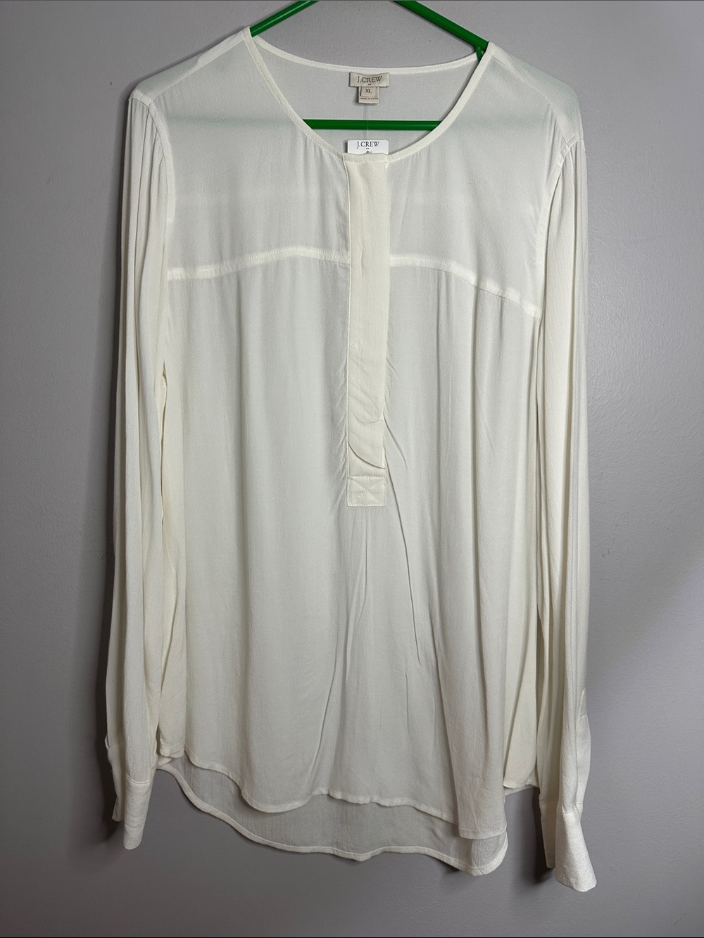 J. Crew Off-White Long-Sleeve Split-Placket Blouse size XL NWT